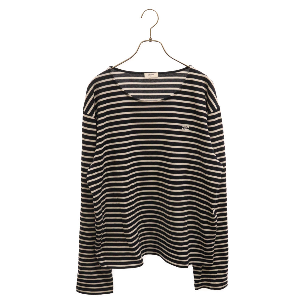 CELINE(セリーヌ) 24SS TRIOMPHE T-SHIRT IN STRIPED COTTON JERSEY ストライプ コットンジャージートリオンフ 長袖Tシャツ ロンT 2X43M879Y.01WN ネイビー/ホワイト
