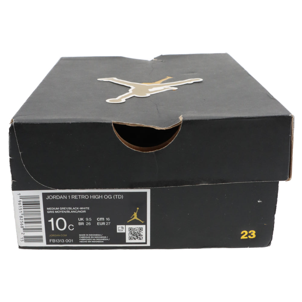 NIKE(ナイキ) TD Air Jordan 1 Retro High OG Medium Grey TDエアジョーダン1 レトロ ハイ OG ミディアムグレー ハイカットスニーカー キッズ FB1313-001 10C/16.0cm