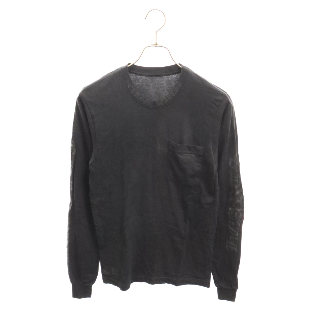 CHROME HEARTS(クロムハーツ) Neck Logo L/S TEE ネックロゴ スリーブプリント 長袖Tシャツ クルーネックカットソー ブラック
