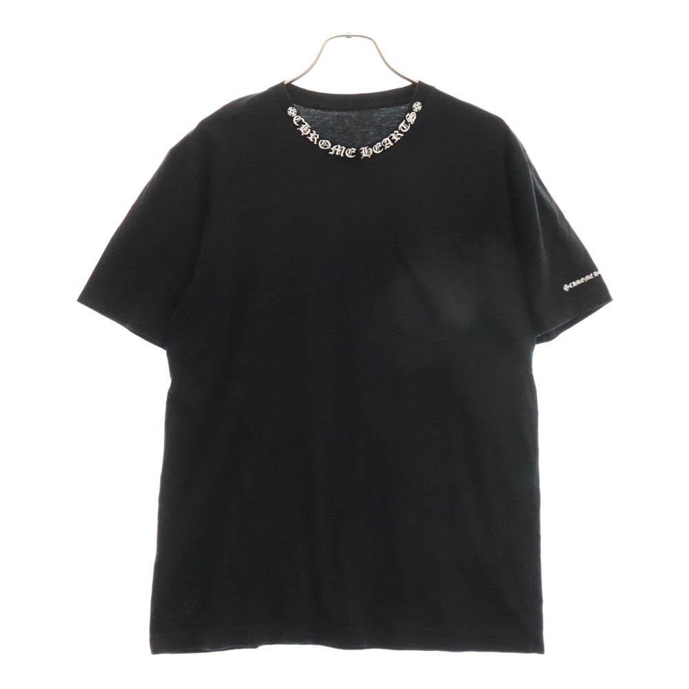 CHROME HEARTS(クロムハーツ) NECK LOGO S/S TEE ネック ロゴプリントTシャツ 半袖カットソー ブラック