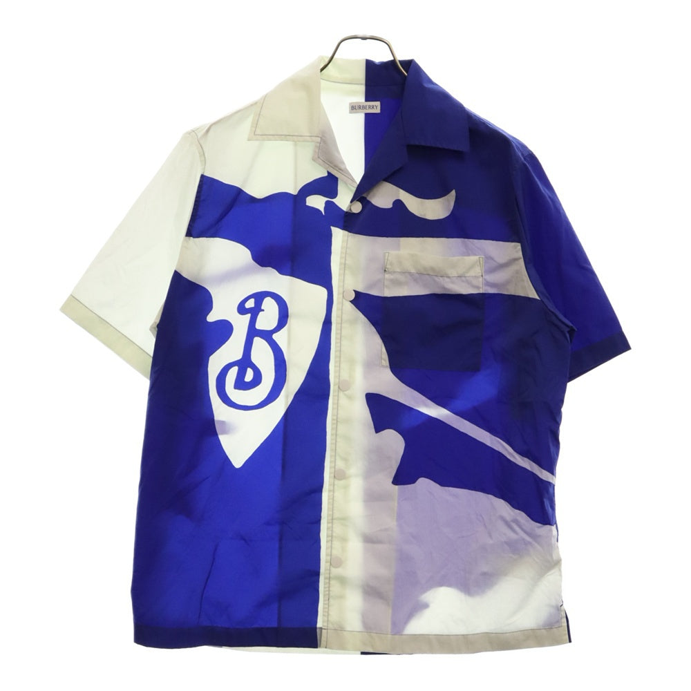 BURBERRY(バーバリー) EKD 総柄ナイロン半袖シャツ ブルー/ホワイト 8090011