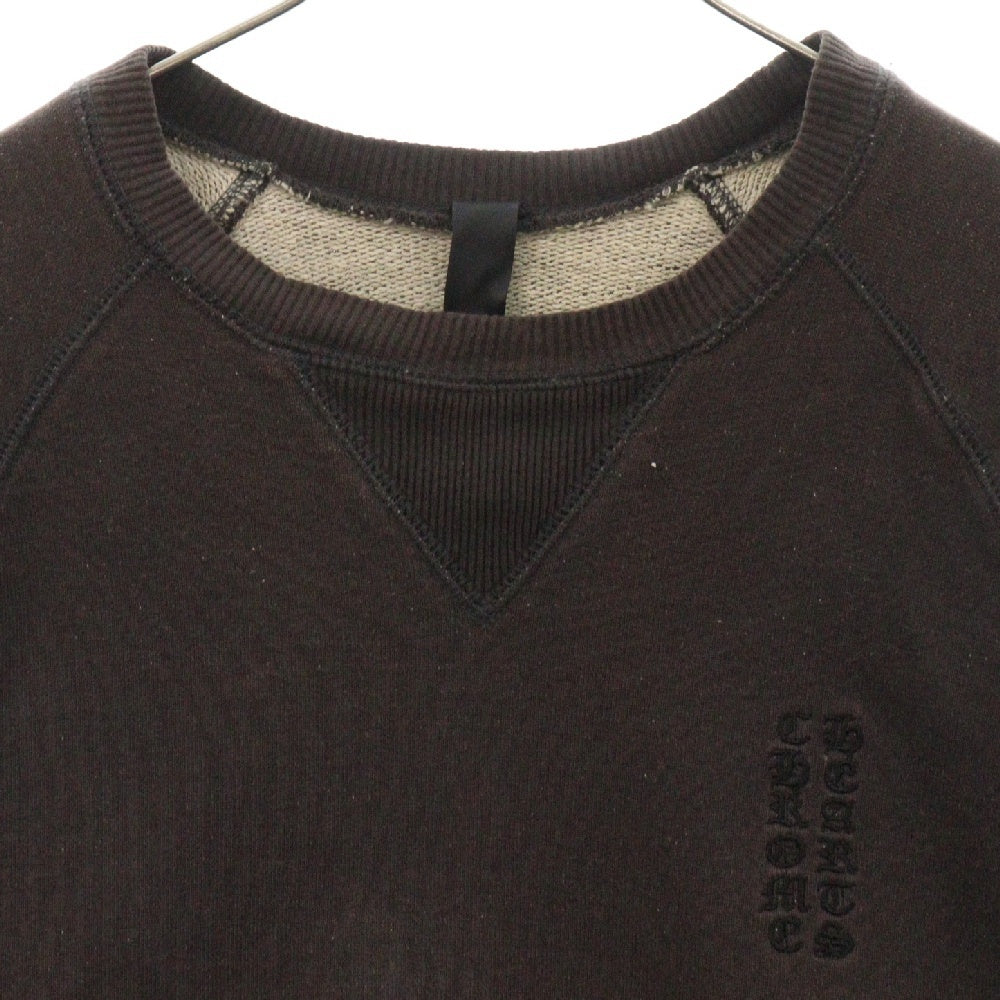 CHROME HEARTS(クロムハーツ) GRP Y NOT 2-TND SWTSHRT ワイノット クルーネックトレーナー  ロゴ刺繍 バーティカルロゴ スウェットシャツ チャコールグレー
