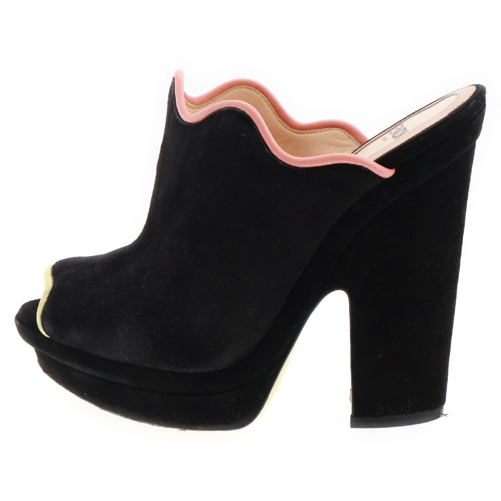 FENDI(フェンディ) Suede Wave Platform Mules スウェード ミュール レディース ブラック