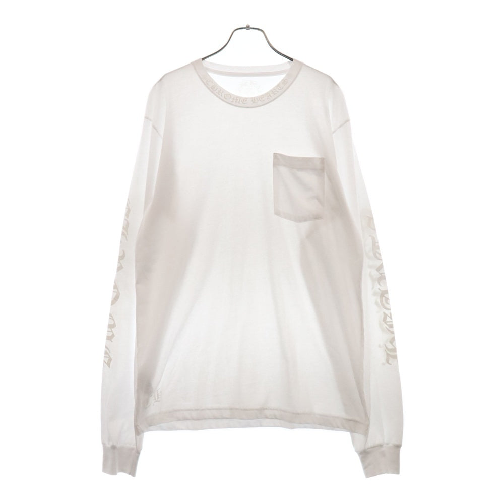 CHROME HEARTS(クロムハーツ) Old English Neck Logo L/S Tee ネック ロゴ プリント 長袖Tシャツ ホワイト