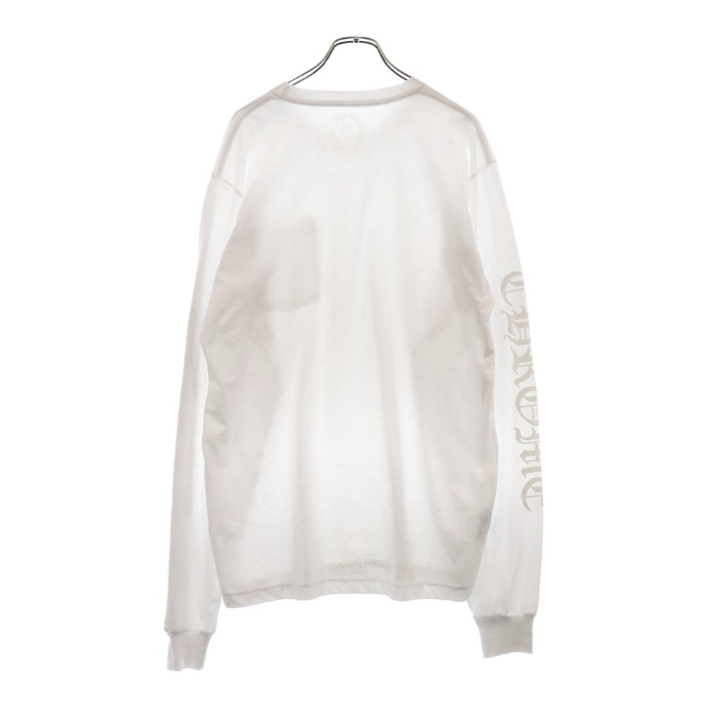CHROME HEARTS(クロムハーツ) Old English Neck Logo L/S Tee ネック ロゴ プリント 長袖Tシャツ ホワイト