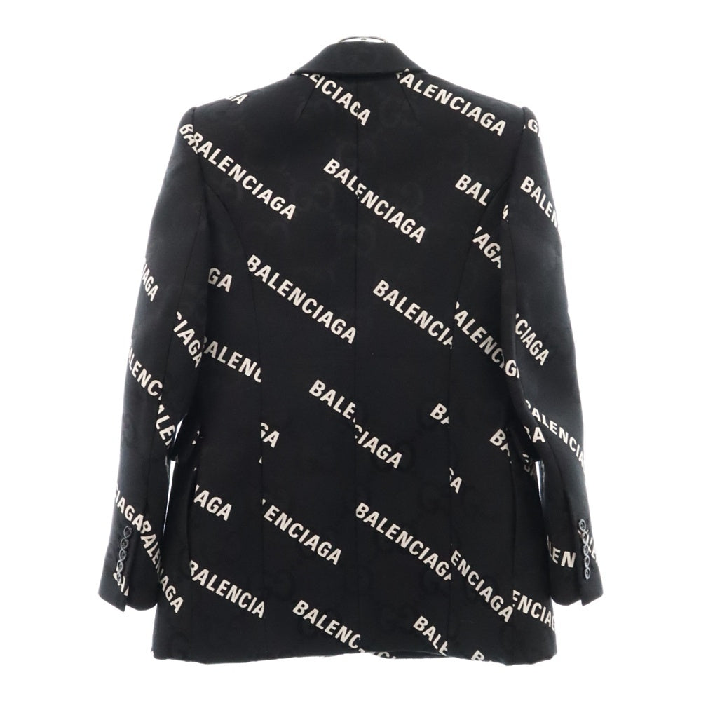 GUCCI(グッチ) 21AW ×BALENCIAGA バレンシアガ ダブルロゴ総柄テーラードジャケット スーツ ブラック 676014 ZAIBD