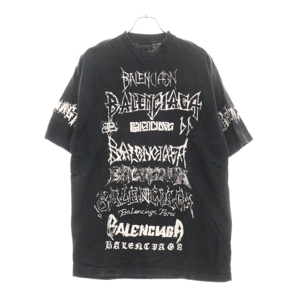 BALENCIAGA(バレンシアガ) 24SS DIY METAL オーバーサイズ メタルロゴプリント 半袖Tシャツ カットソー ブラック 641675 TPV03