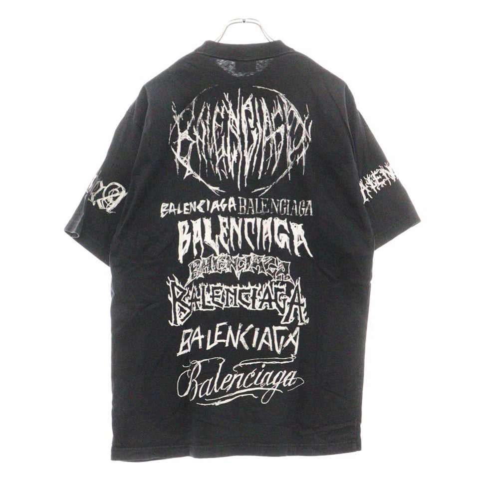 BALENCIAGA(バレンシアガ) 24SS DIY METAL オーバーサイズ メタルロゴプリント 半袖Tシャツ カットソー ブラック 641675 TPV03