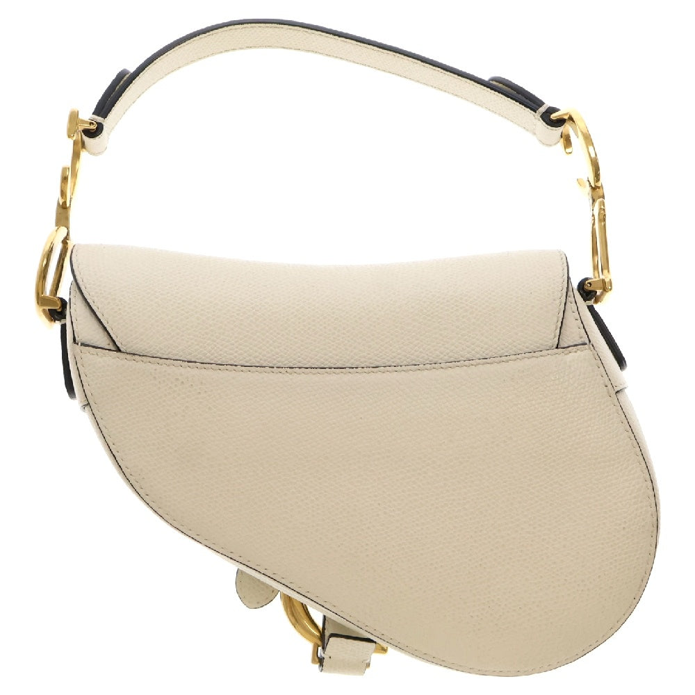 DIOR(ディオール) サドル レザーハンドバッグ ゴールド金具 ホワイト/ゴールド