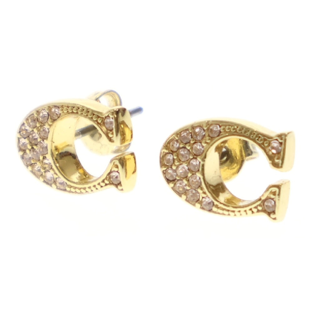 COACH(コーチ) SIGNATURE HUGGIE STUD PIAS EARRINGS ストーン スタッドピアス ゴールド F29824 レディース