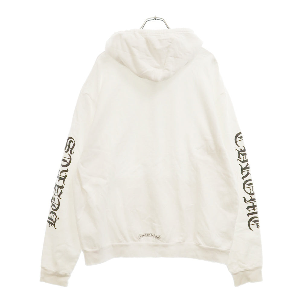 CHROME HEARTS(クロムハーツ) SWTSHRT HD ZIP 袖ロゴバックプリントジップアップパーカー ホワイト