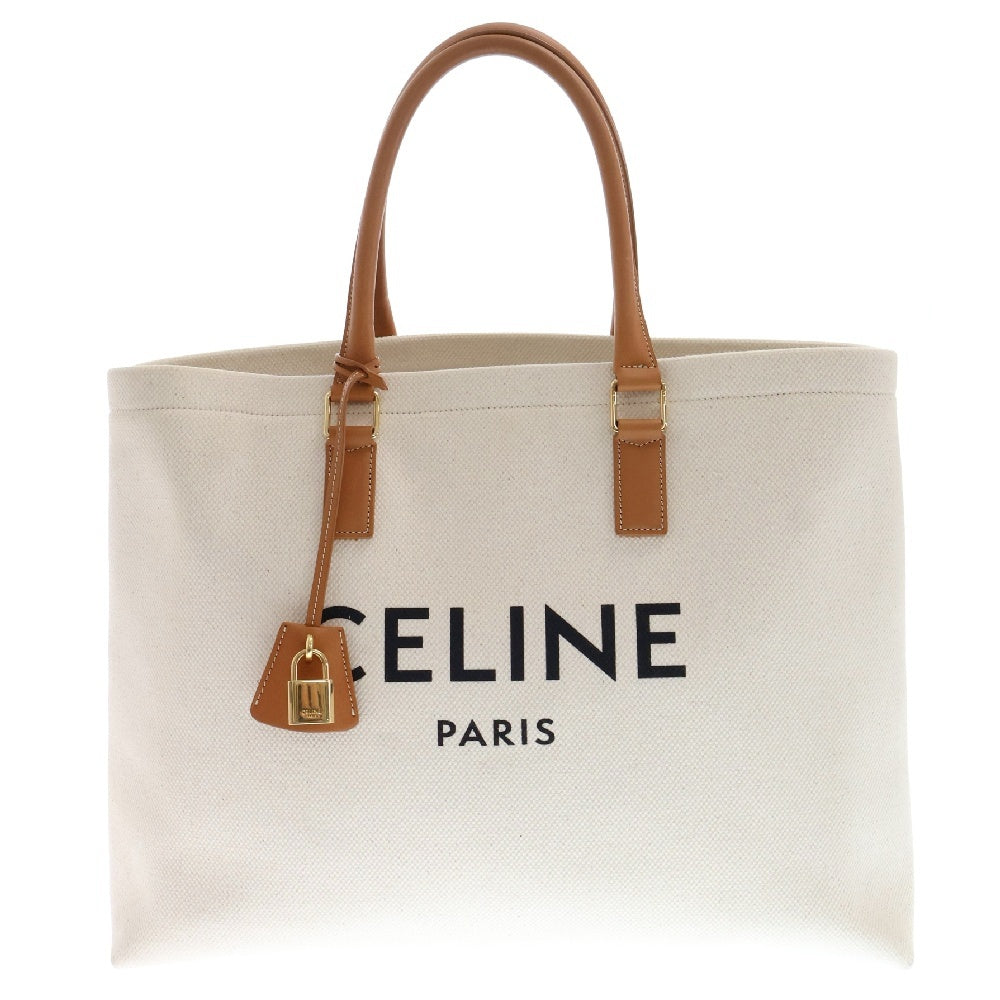 CELINE(セリーヌ) ロゴプリント ホリゾンタル カバ キャンバストートバッグ ベージュ 190062BNZ