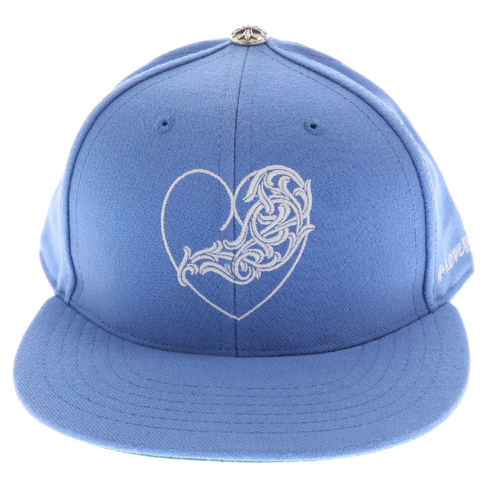 CHROME HEARTS(クロムハーツ) FITTED WOOL ACRYLIC SERGE ハートロゴ刺繍ベースボールキャップ ブルー