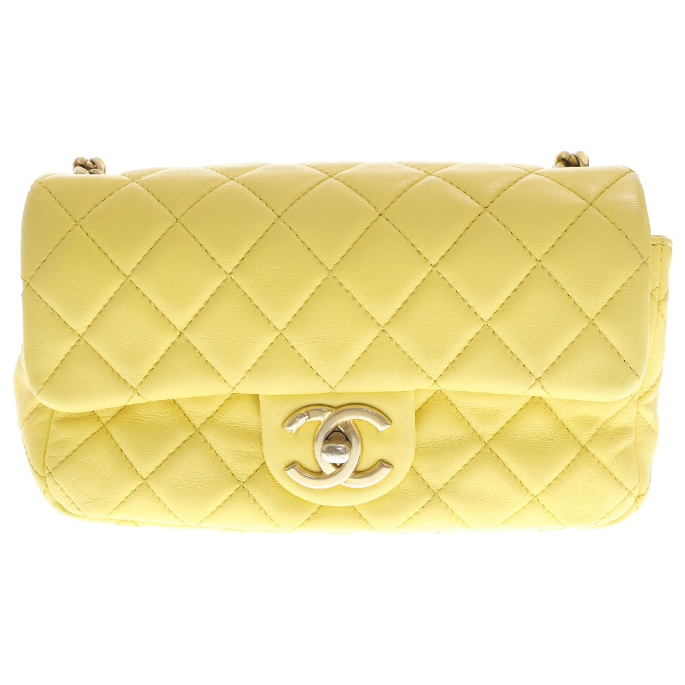 CHANEL(シャネル) ジェムストーン チェーン ラムスキン マトラッセ ショルダーバッグ イエロー