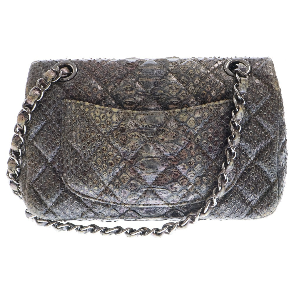 CHANEL(シャネル) マトラッセ パイソン レザー クリスタルフラップ チェーン ショルダー バッグ パイソン
