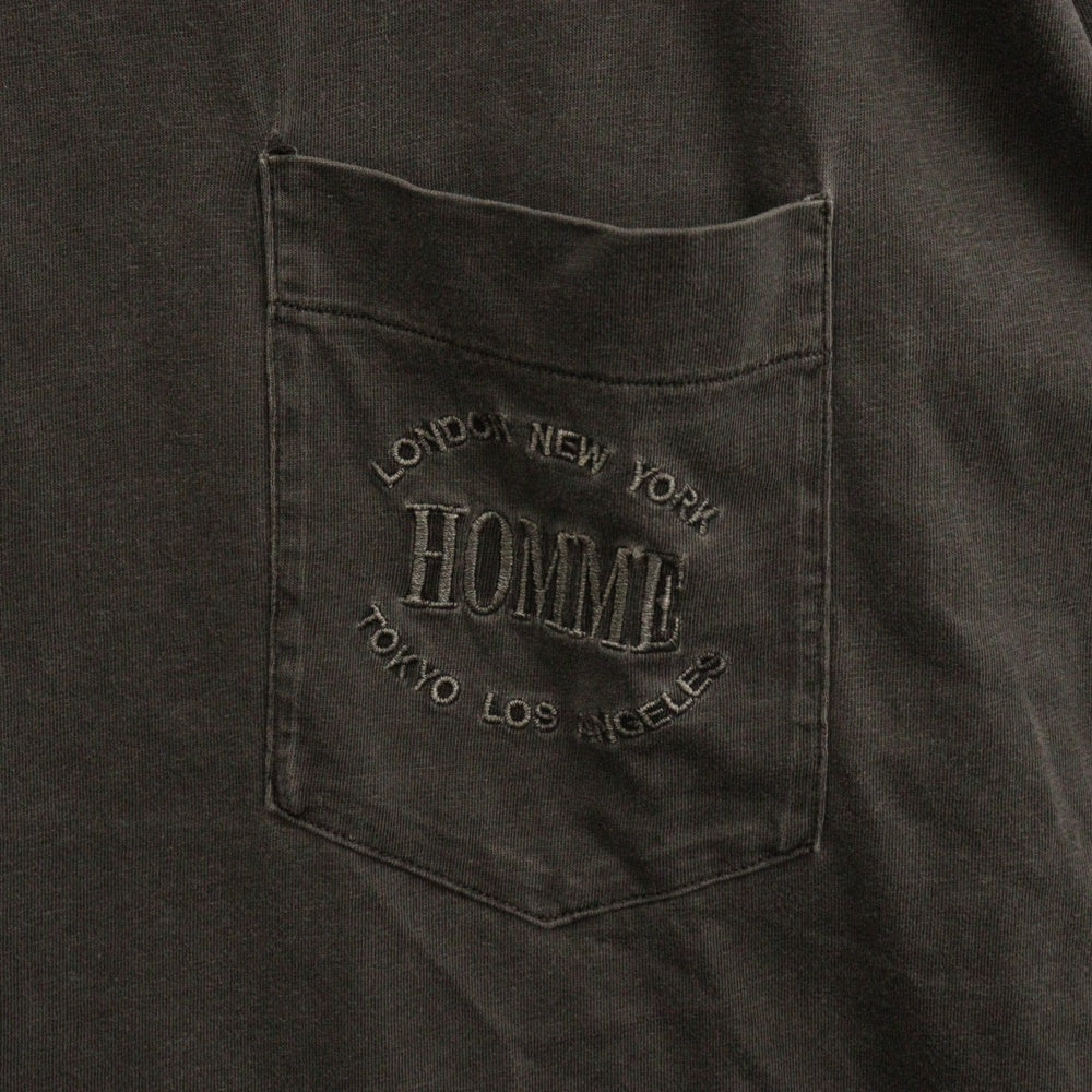 BALENCIAGA(バレンシアガ) ヴィンテージ加工 HOMME刺繍 ハイネック 長袖Tシャツ 485948 TWK42 グレー