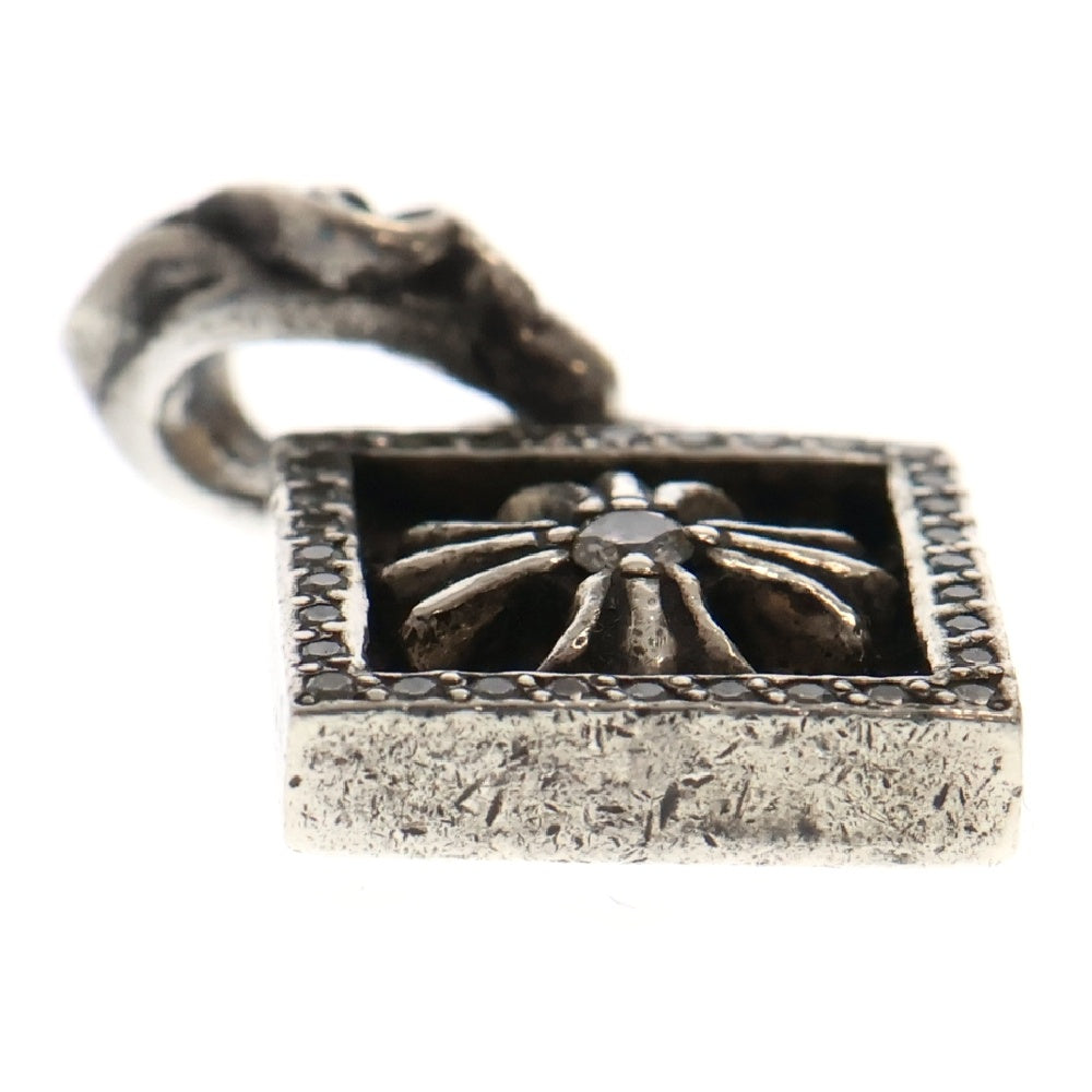 CHROME HEARTS(クロムハーツ) FRAMED CH PLUS P D フレームドCHプラス PAVEダイヤ チャーム シルバーネックレストップ