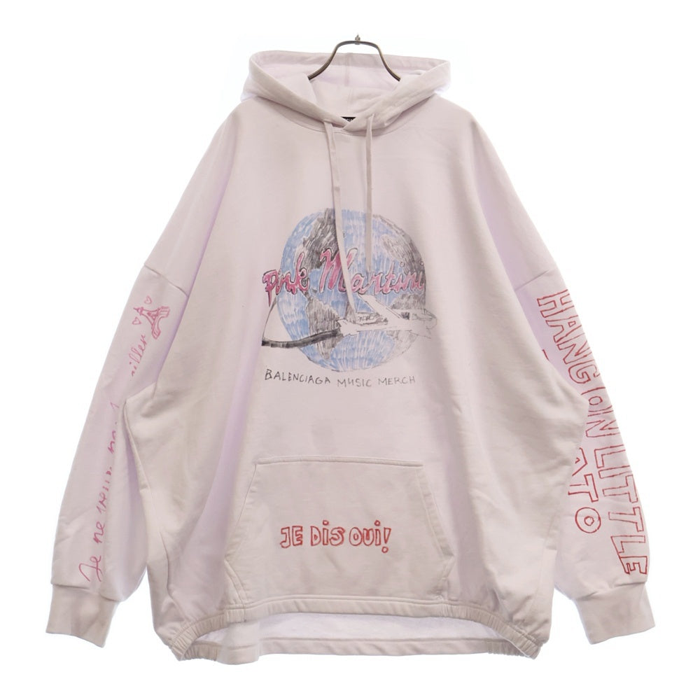 BALENCIAGA(バレンシアガ) 22SS PINK MARTINI OVERSIZED HOODIE ピンク・マティー オーバーサイズドフーディー プルオーバーパーカー 697971 ホワイト