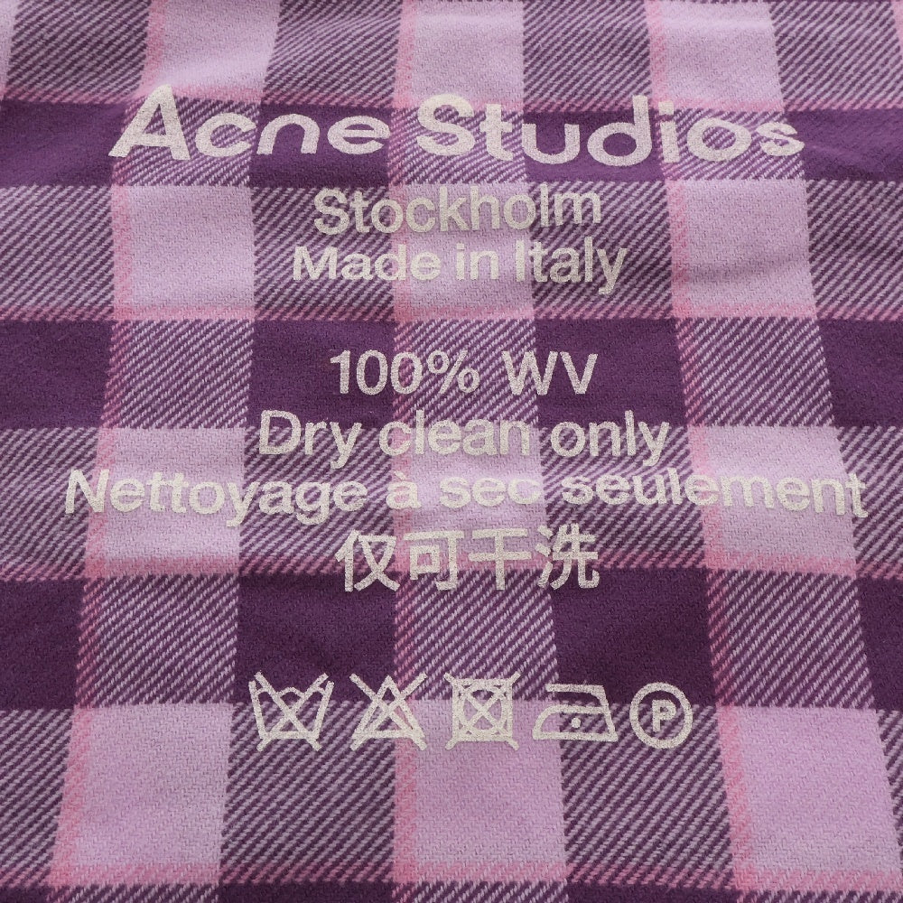 Acne Studios(アクネ ストゥディオズ) ロゴプリント 大判 ウールストール マフラー パープル