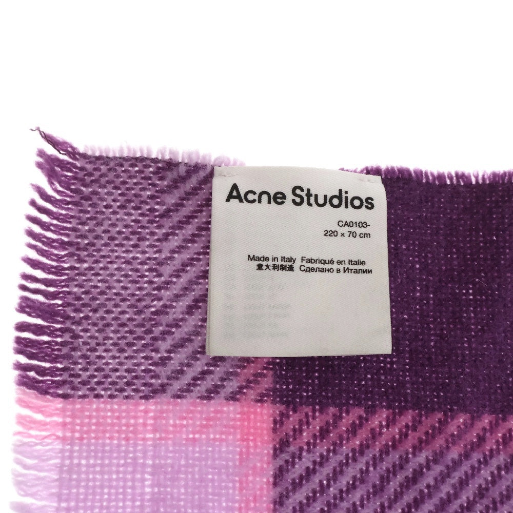 Acne Studios(アクネ ストゥディオズ) ロゴプリント 大判 ウールストール マフラー パープル