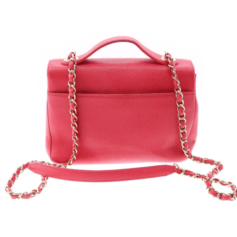 CHANEL(シャネル) マトラッセ ビジネスアフィニティ スモール キャビアスキン チェーンショルダーバッグ レッド