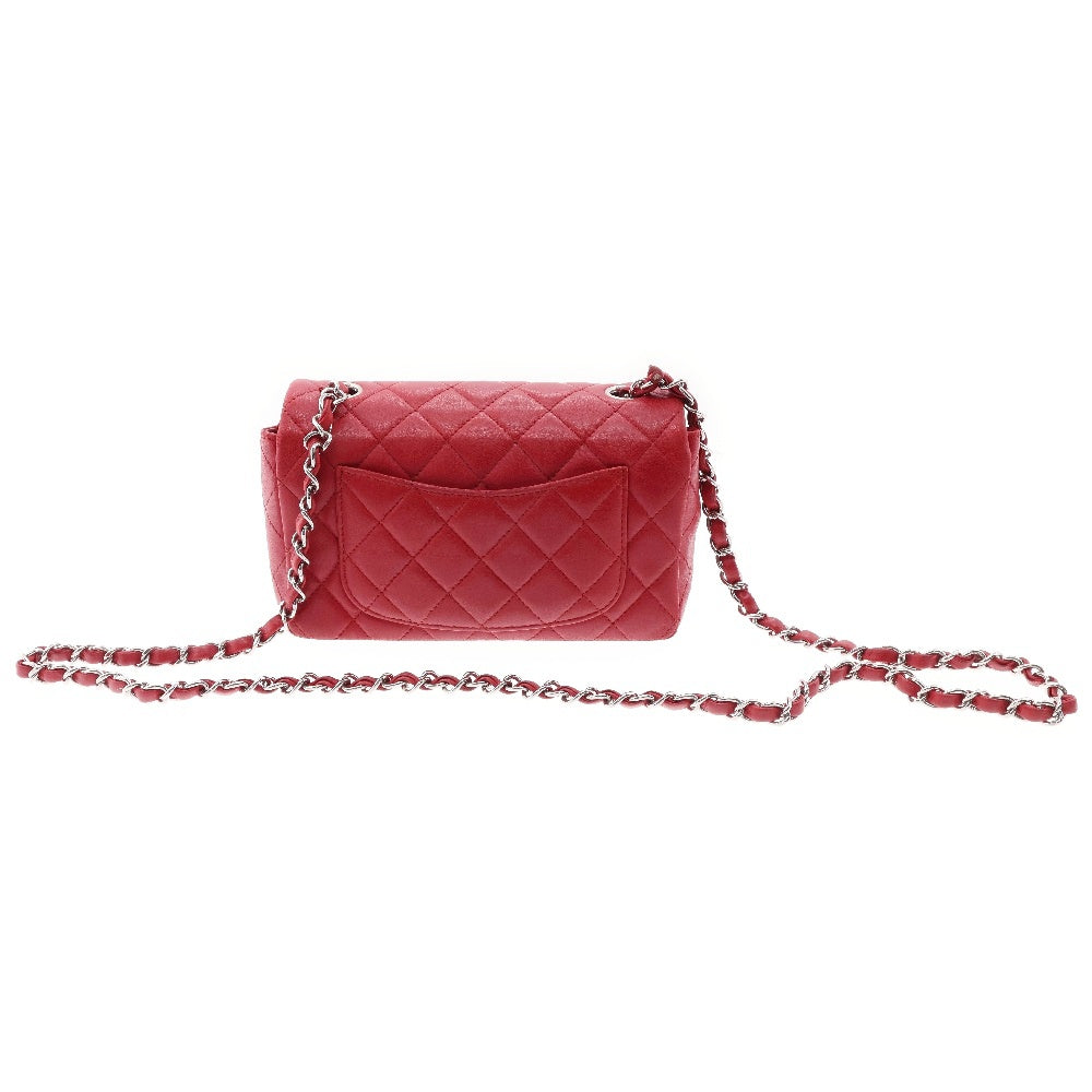 CHANEL(シャネル) ミニマトラッセ ラムスキン シングルフラップ シングルチェーン ショルダーバッグ レッド