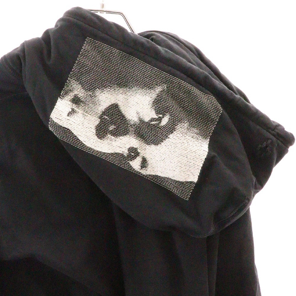 MARCELO BURLON(マルセロバーロン) MUHAMMAD ALI フロントプリント フーデッド レイヤード ロングスリーブTシャツ CMAB025R19001135 ブラック