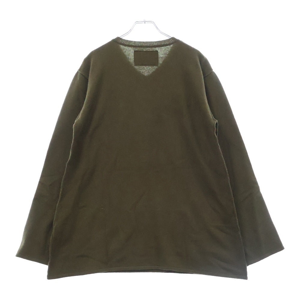 UNDERCOVER ISM(アンダーカバーイズム)  04AW but beautiful期 アーカイブ スカル刺繍 Vネックニットセーター カーキ