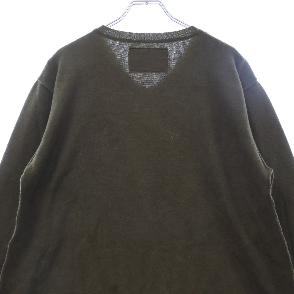 UNDERCOVER ISM(アンダーカバーイズム)  04AW but beautiful期 アーカイブ スカル刺繍 Vネックニットセーター カーキ