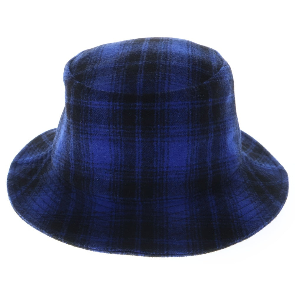 CELINE(セリーヌ) BUCKET HAT IN CHECKED FLANNEL ロゴ刺繍 エンブロイダリー フランネルチェック バケットハット 帽子 2AUO4994R ブルー/ブラック