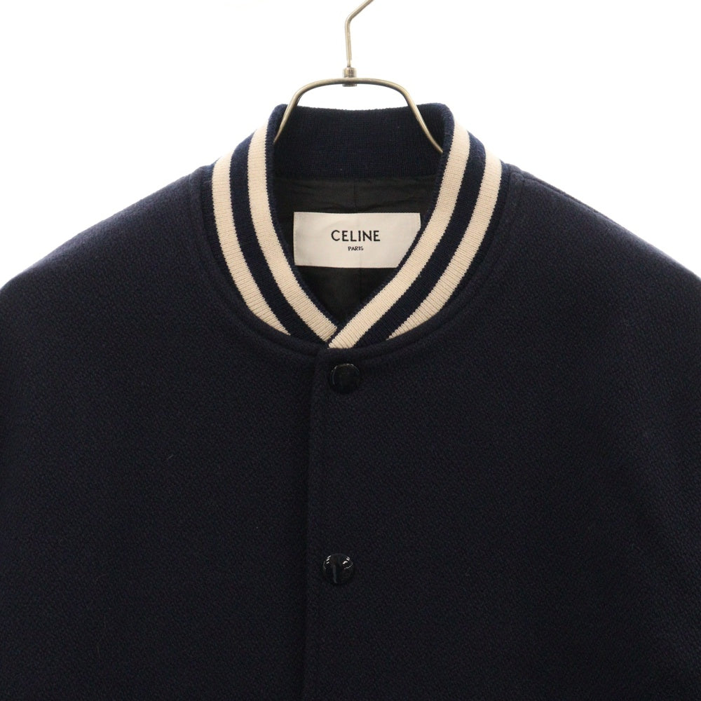CELINE(セリーヌ) 21AW Loose Varsity-Style Jacket in Wool 2V08F896C セリーヌ ウールルーズバーシティスタイルジャケット テディブルゾン ネイビー