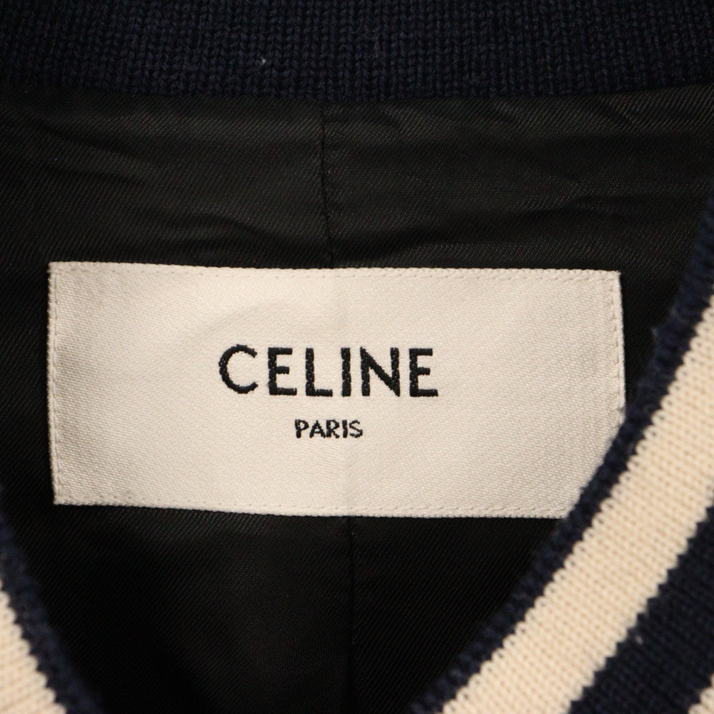 CELINE(セリーヌ) 21AW Loose Varsity-Style Jacket in Wool 2V08F896C セリーヌ ウールルーズバーシティスタイルジャケット テディブルゾン ネイビー