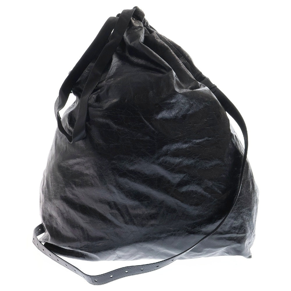 BALENCIAGA(バレンシアガ) 24SS TRASH BAG トラッシュバッグ レザー ショルダーバッグ ブラック 716897