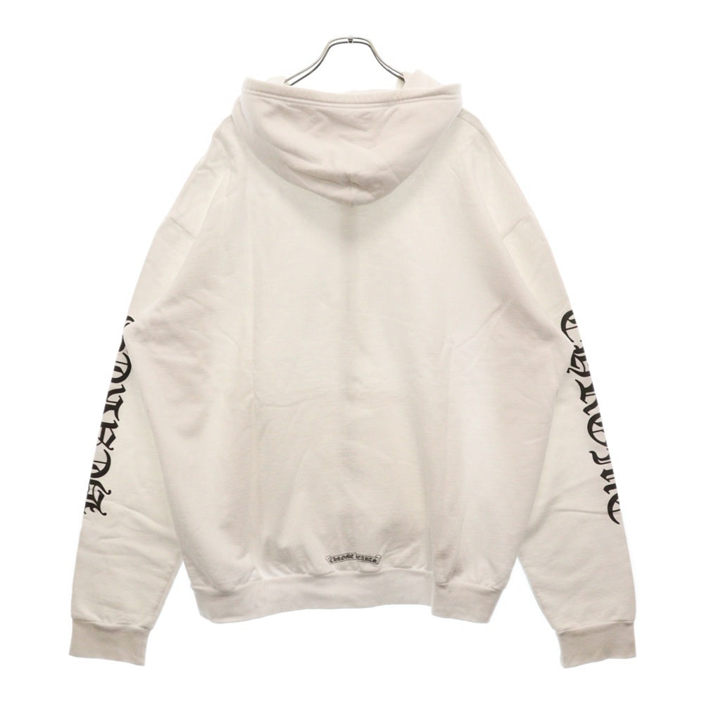 CHROME HEARTS(クロムハーツ) SWTSHRT HD ZIP 袖ロゴバックプリントジップアップパーカー ホワイト