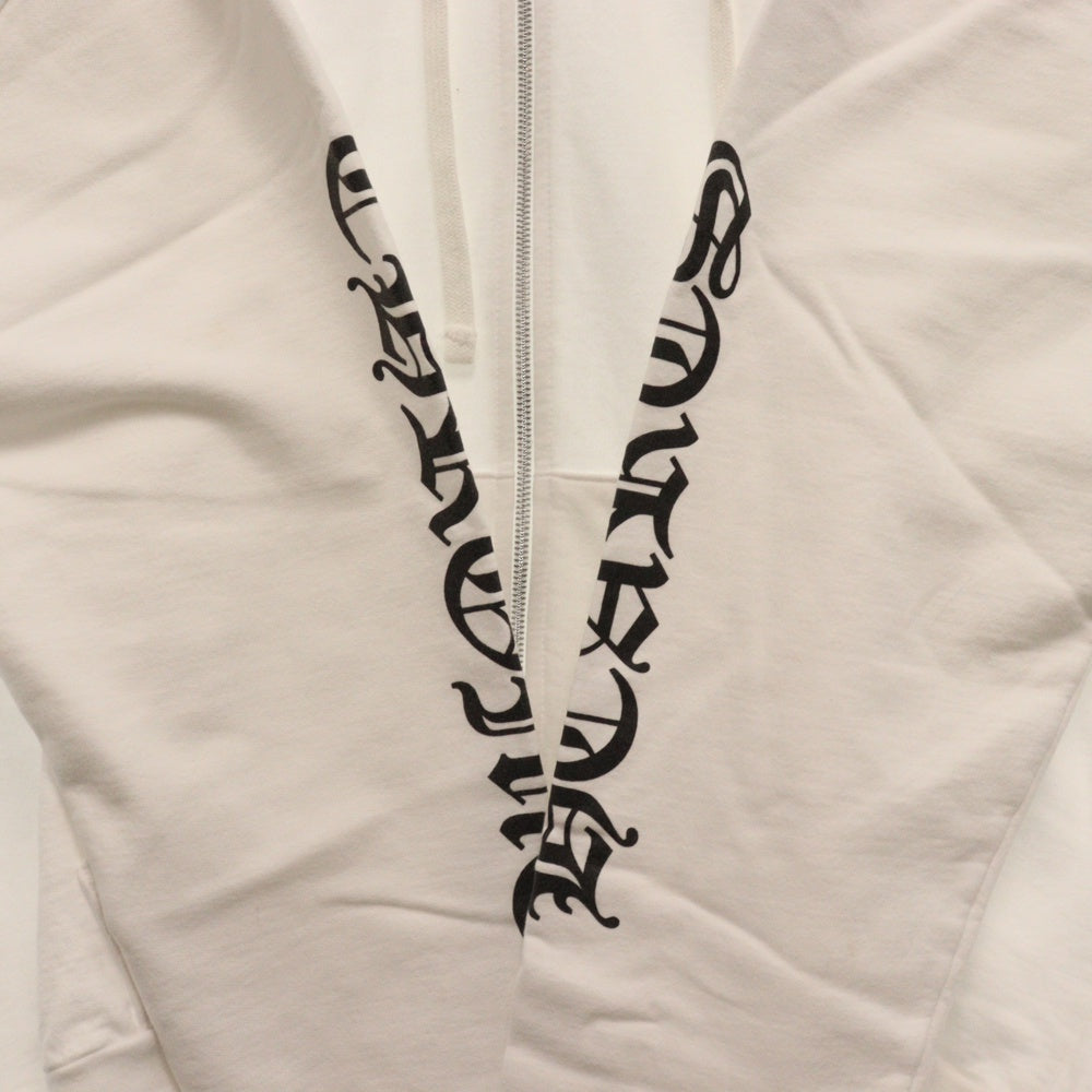 CHROME HEARTS(クロムハーツ) SWTSHRT HD ZIP 袖ロゴバックプリントジップアップパーカー ホワイト