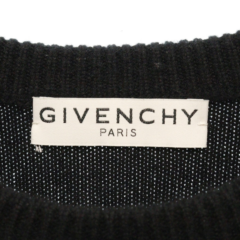 GIVENCHY(ジバンシィ) Embroidered Cashmere Knit ロゴ刺繍 カシミヤ クルーネックニットセーター ブラック BM90FL4Y7P
