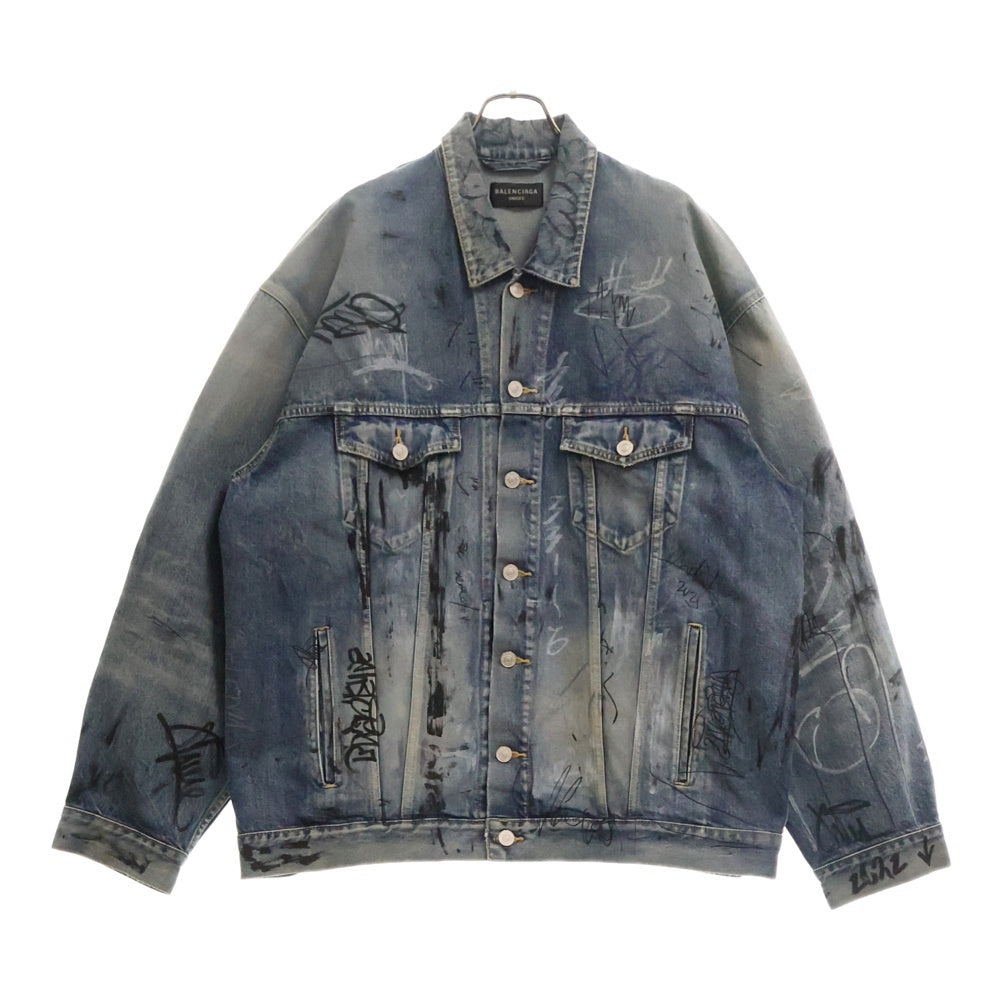 BALENCIAGA(バレンシアガ) 23AW GRAFFITI OVERSIZED JACKET IN LIGHT BLUE オーバーサイズド グラフティーデニムジャケット インディゴ 745048 TNW01