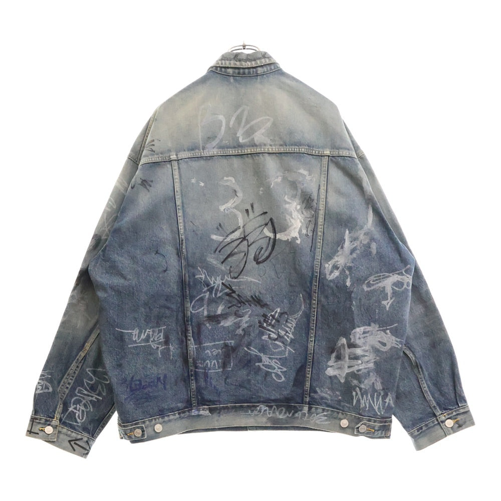 BALENCIAGA(バレンシアガ) 23AW GRAFFITI OVERSIZED JACKET IN LIGHT BLUE オーバーサイズド グラフティーデニムジャケット インディゴ 745048 TNW01