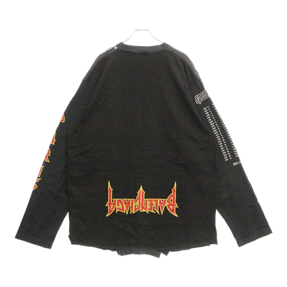 BALENCIAGA(バレンシアガ) 22AW スピードハンター アップ サイド ダウン プリント クルーネック長袖Tシャツ 698155 TMVC9 ブラック