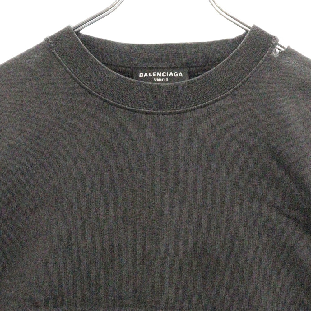 BALENCIAGA(バレンシアガ) 22AW スピードハンター アップ サイド ダウン プリント クルーネック長袖Tシャツ 698155 TMVC9 ブラック