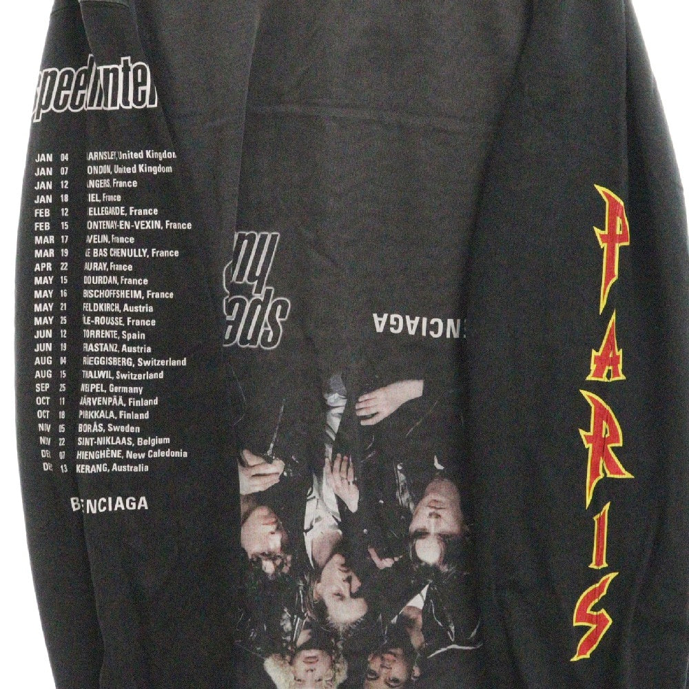 BALENCIAGA(バレンシアガ) 22AW スピードハンター アップ サイド ダウン プリント クルーネック長袖Tシャツ 698155 TMVC9 ブラック