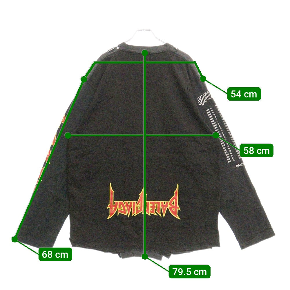 BALENCIAGA(バレンシアガ) 22AW スピードハンター アップ サイド ダウン プリント クルーネック長袖Tシャツ 698155 TMVC9 ブラック