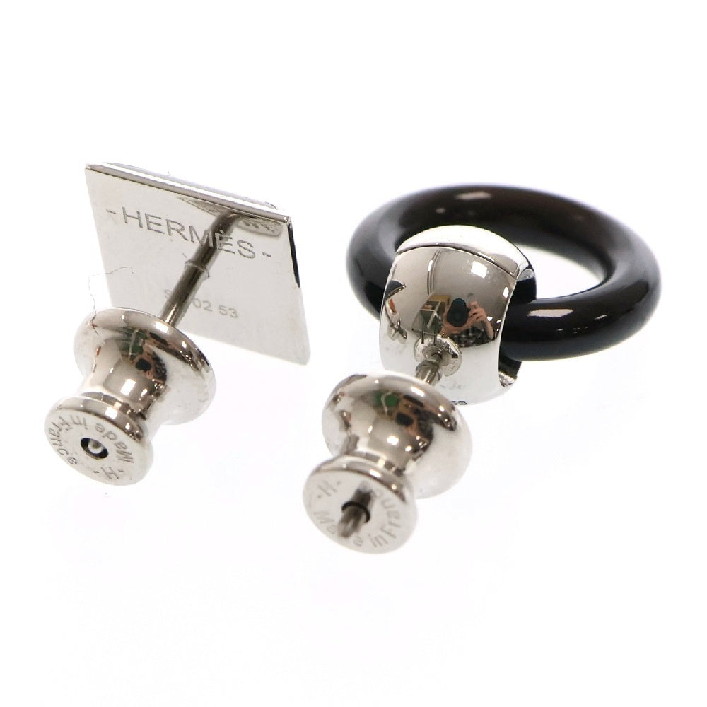 HERMES(エルメス) メドールXOピアス ステンレス ラッカー バッファローホーン H100010FP03 ブラック/シルバー