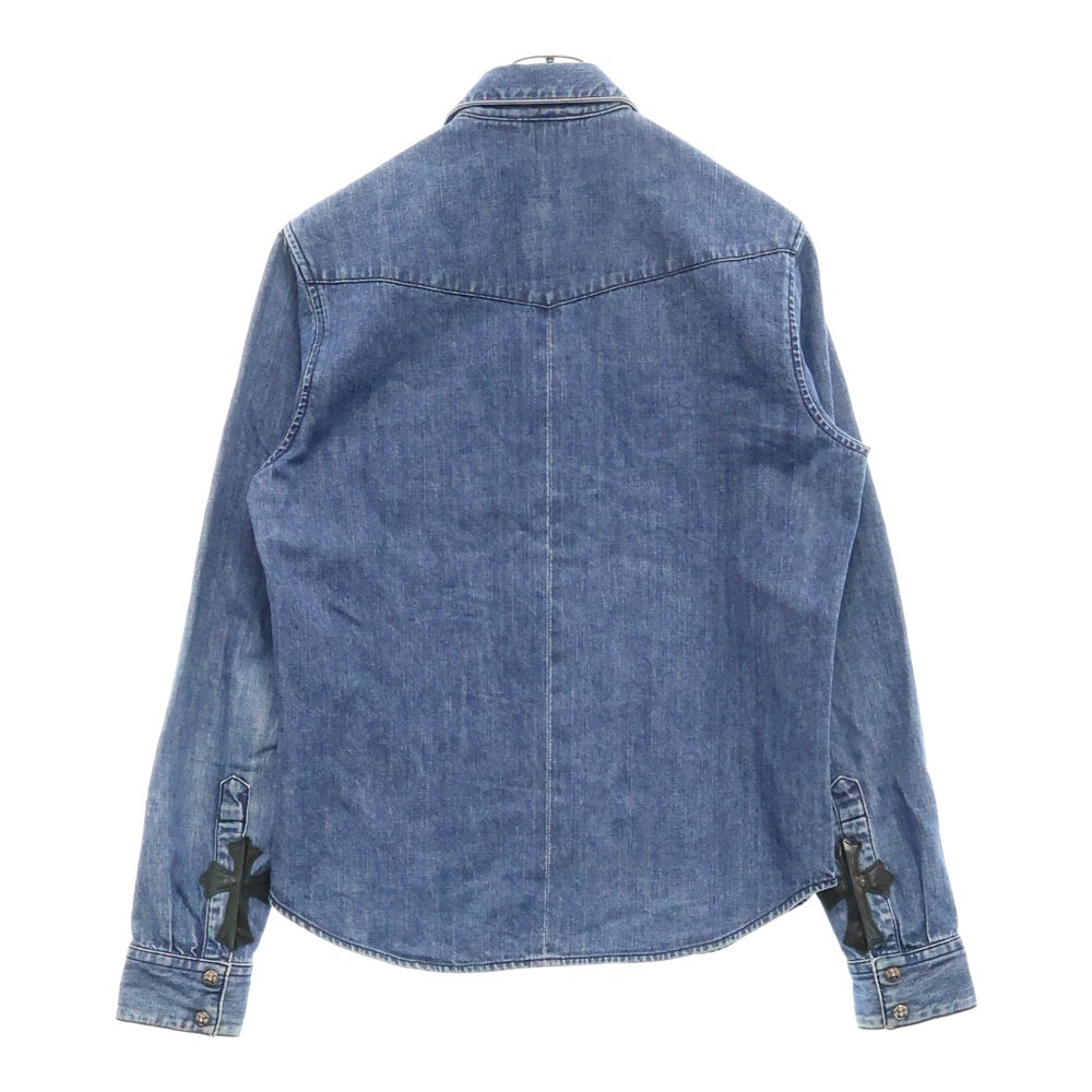 CHROME HEARTS(クロムハーツ) DENIM WESTERN クロスボールボタン デニムウエスタンシャツ 袖クロスパッチ JVPタグ 長袖シャツ インディゴブルー