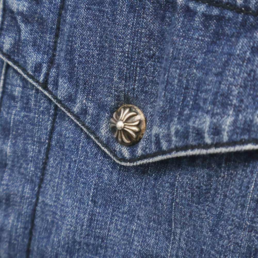 CHROME HEARTS(クロムハーツ) DENIM WESTERN クロスボールボタン デニムウエスタンシャツ 袖クロスパッチ JVPタグ 長袖シャツ インディゴブルー