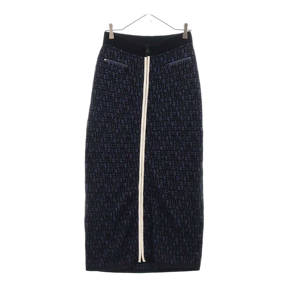 DIESEL(ディーゼル) M-ATHILDETTE-LONG フロントジップ 総柄 ロングニット スカート A10198 ネイビー