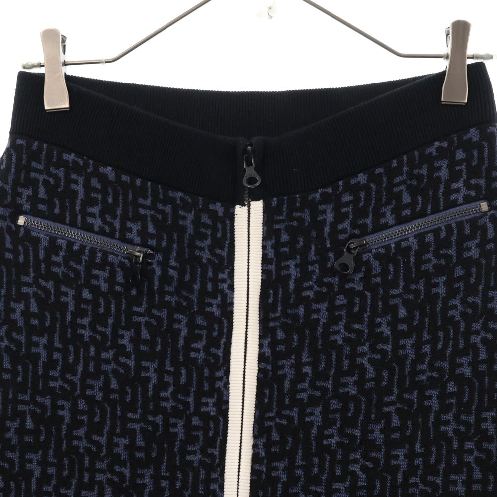 DIESEL(ディーゼル) M-ATHILDETTE-LONG フロントジップ 総柄 ロングニット スカート A10198 ネイビー
