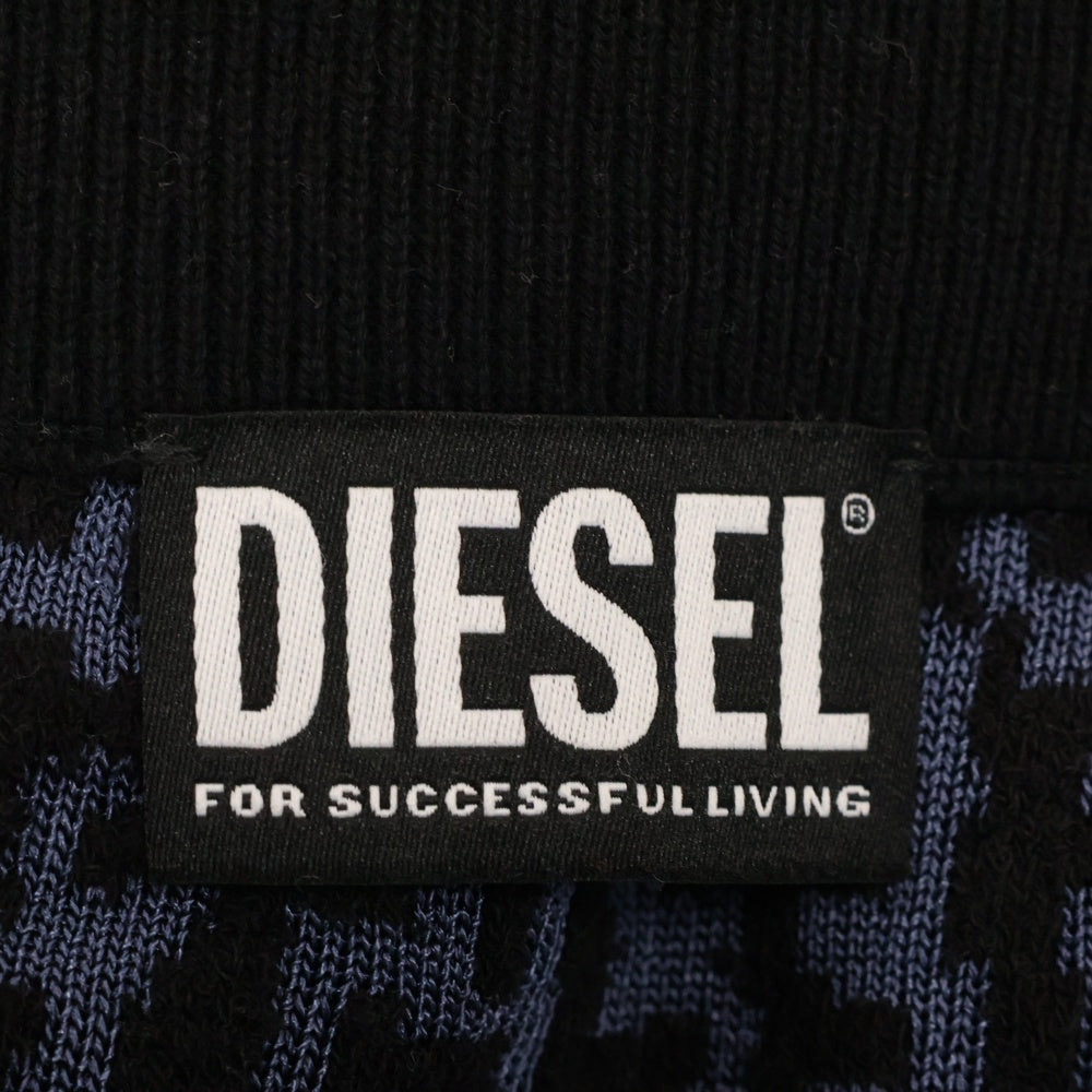 DIESEL(ディーゼル) M-ATHILDETTE-LONG フロントジップ 総柄 ロングニット スカート A10198 ネイビー
