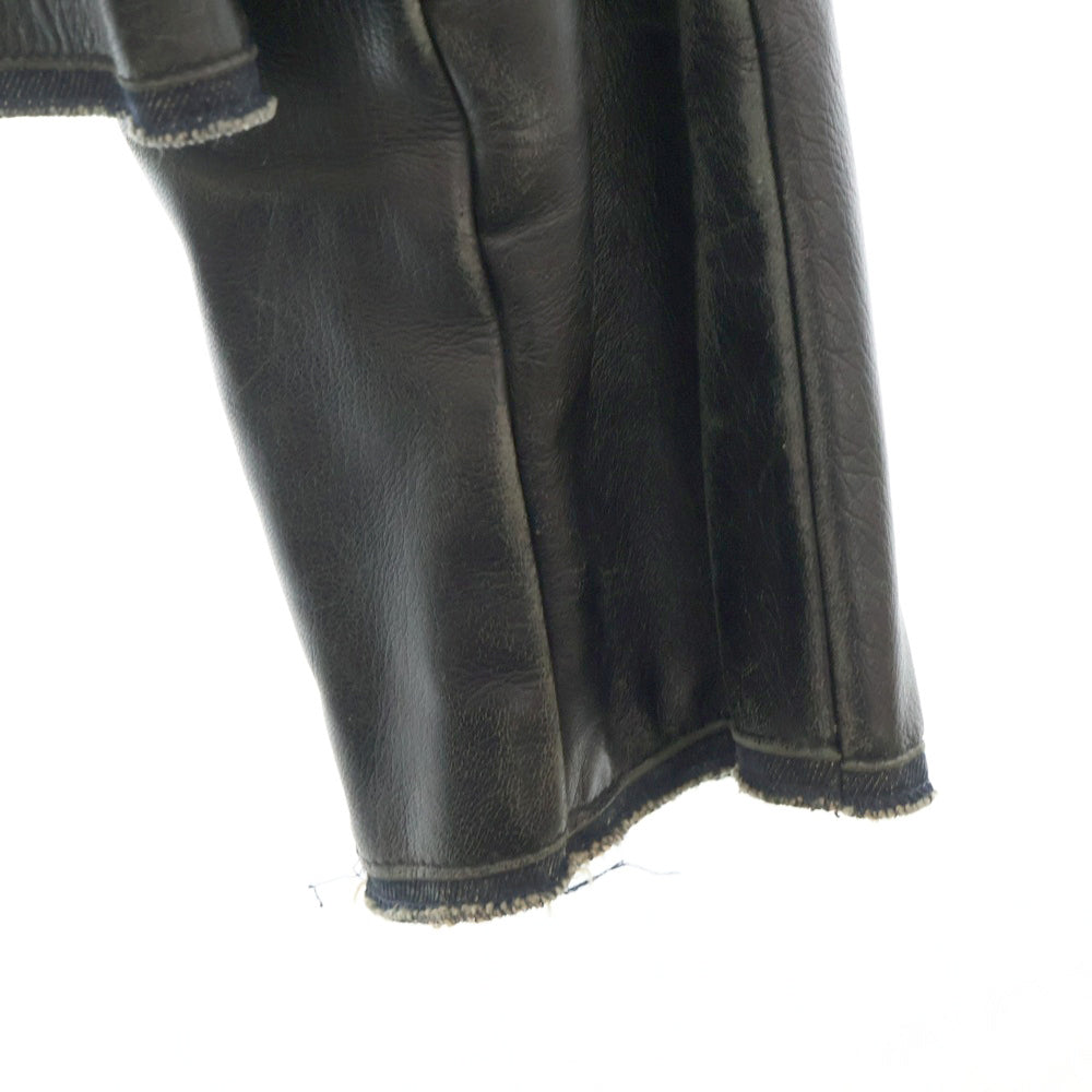 Martin Margiela(マルタンマルジェラ) 99AW LEATHER JACKET 白タグ レザーデニムコーティング ジャケット 31PK002 ブラック