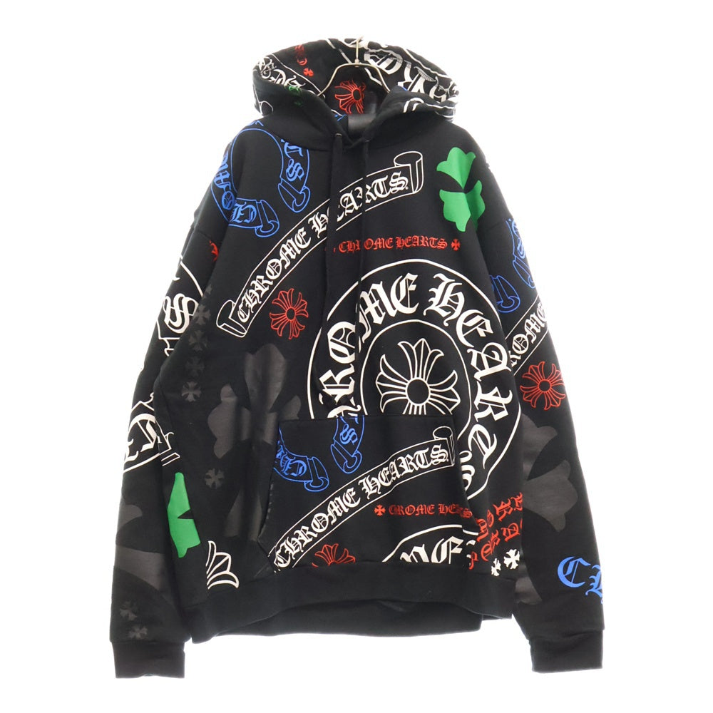 CHROME HEARTS(クロムハーツ) STENCIL HOODIE ステンシルプリントプルオーバーパーカー フーディー ブラック/マルチカラー